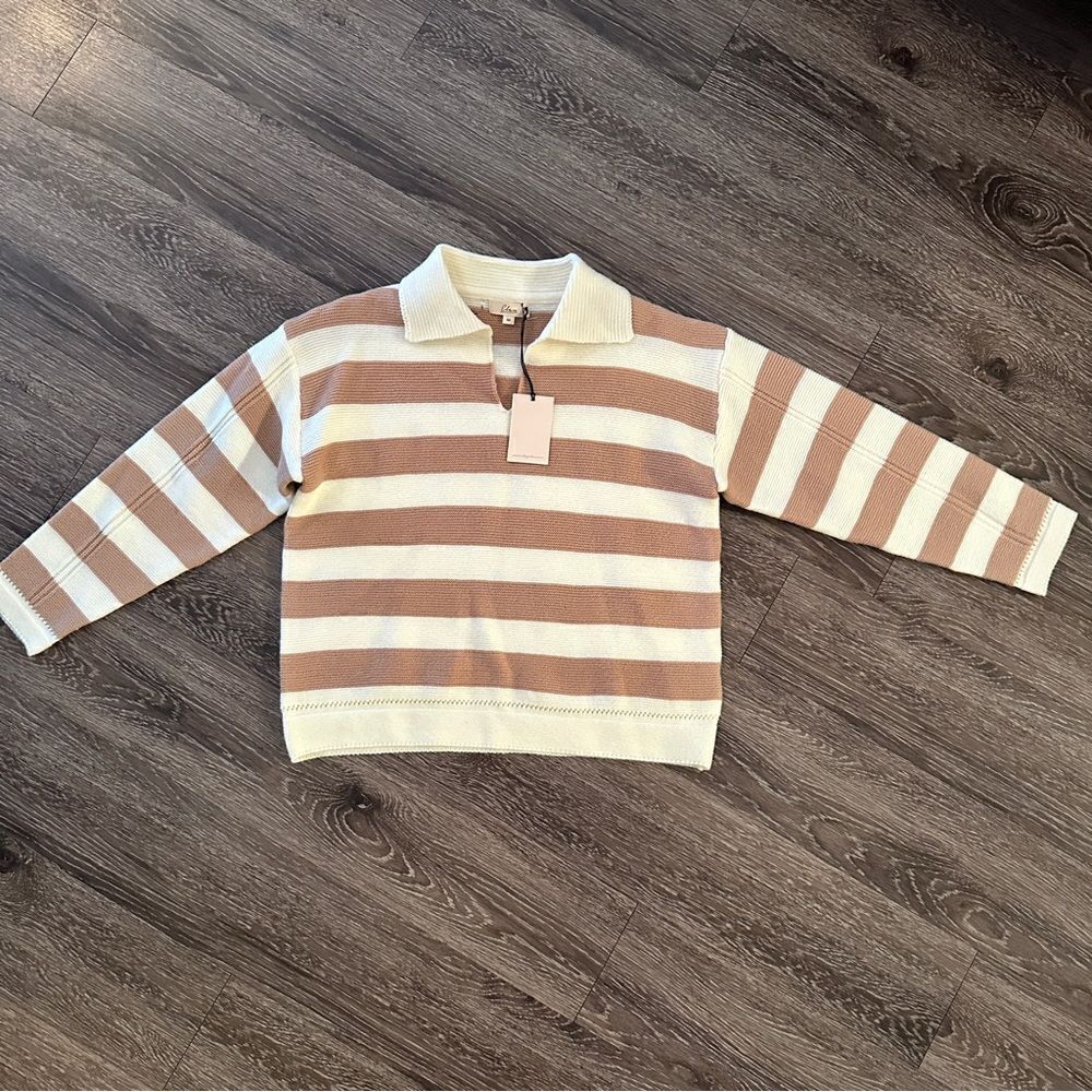Elan Striped Polo Sweater New